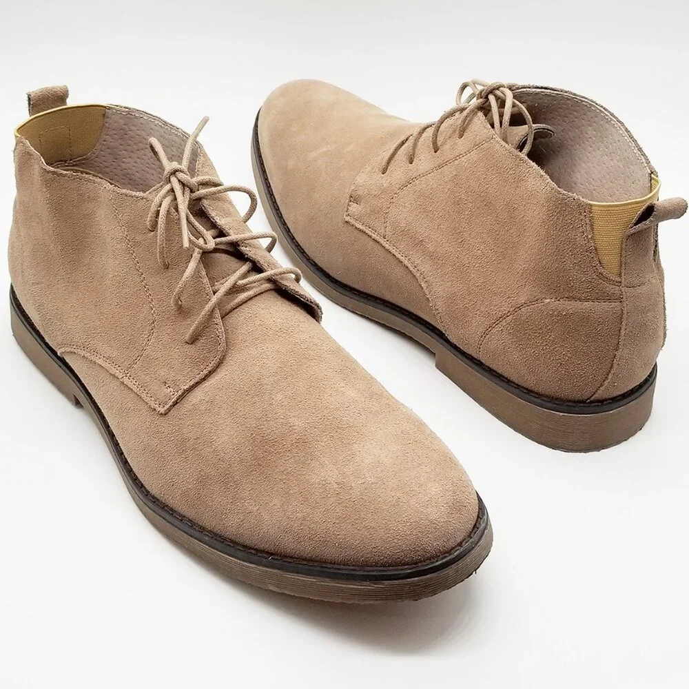 Bruno Marc Men's 13 Suede Leather Chukka Boots Natural Tan Beige Laced Up Dandy